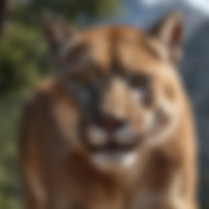 A majestic mountain lion in the wild, showcasing its powerful build and keen gaze.