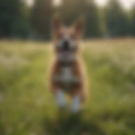 A dog joyfully dashing across a grassy field