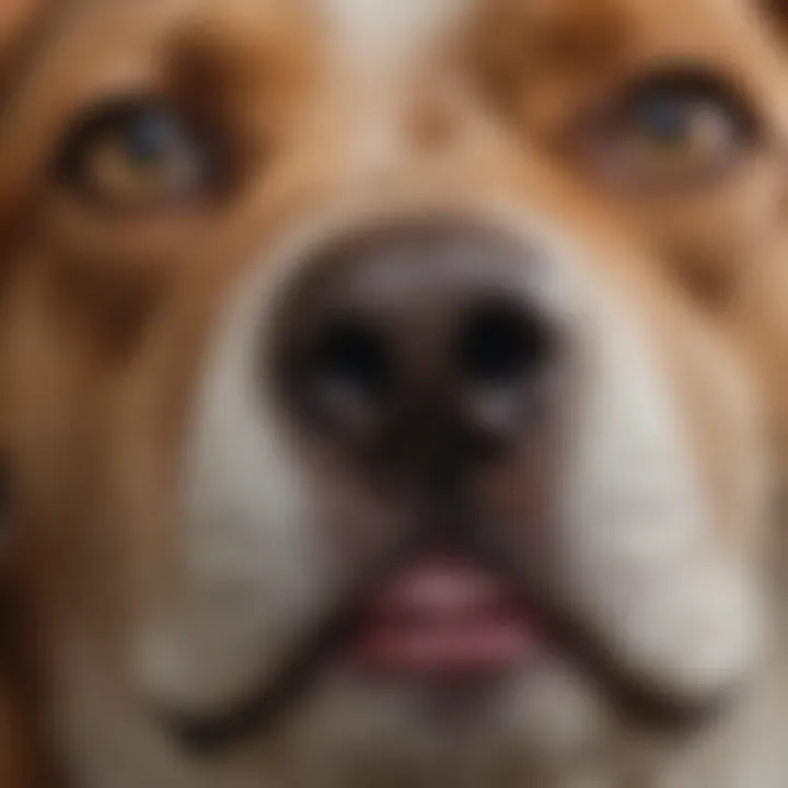 Close-up of a dog's face with visible irritation