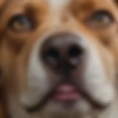 Close-Up of Dog's Face Showing Signs of Irritation Close-up of a dog's face with visible irritation