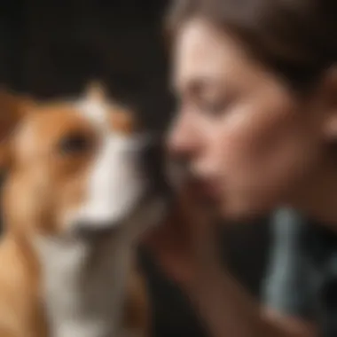 Owner Checking Dog's Face for Issues Dog owner examining their pet's face
