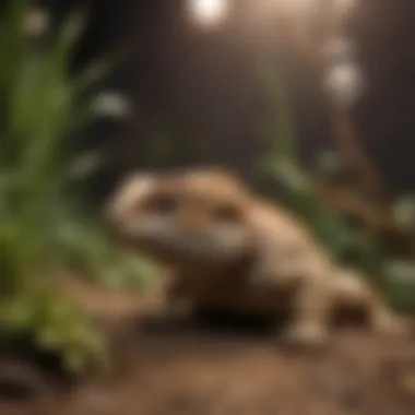 Optimal Habitat for Bearded Dragons A well-designed habitat for a bearded dragon featuring night heat bulbs.