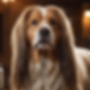 Long-haired dog experiencing shedding during grooming