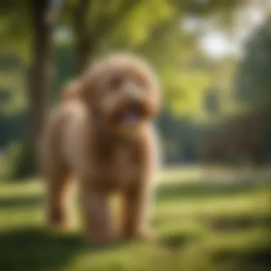 Mini Labradoodle Enjoying Outdoor Playtime Mini Labradoodle playing in the park
