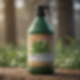 A close-up view of a potent herbicide bottle with a label indicating its strength