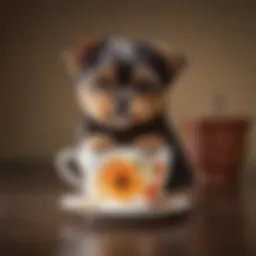 A Teacup Yorkie Poo sitting gracefully with a playful expression.