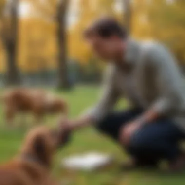 A researcher observing dogs in a park, taking notes on their sounds