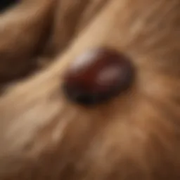 Close-up of a tick on a dog's fur