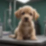 A puppy receiving a health check-up at a veterinary clinic