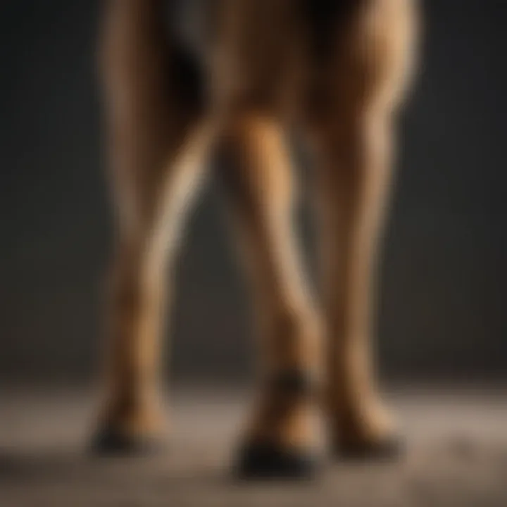 Close-up of a German Shepherd's back legs showing weakness