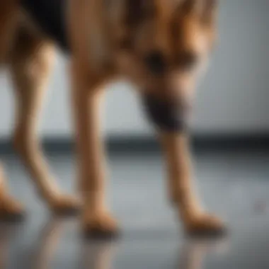 Veterinarian examining a German Shepherd's hind legs