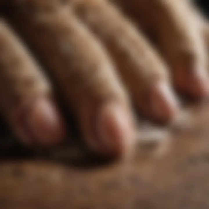Close-up of a dog's paw with signs of irritation