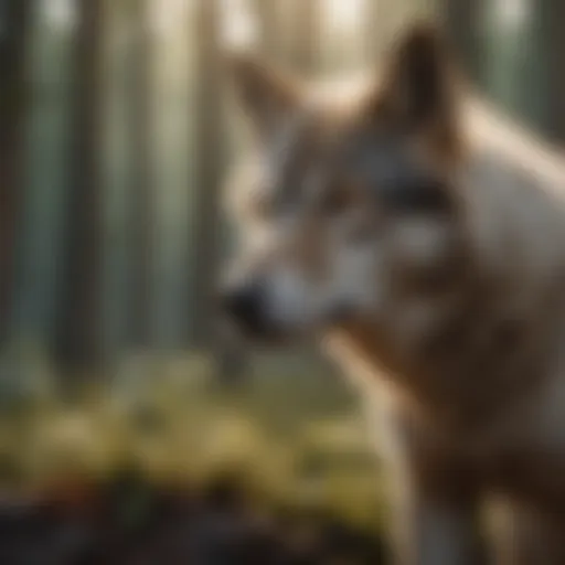 A captivating wolf dog in a natural setting, showcasing its unique features and wild essence.