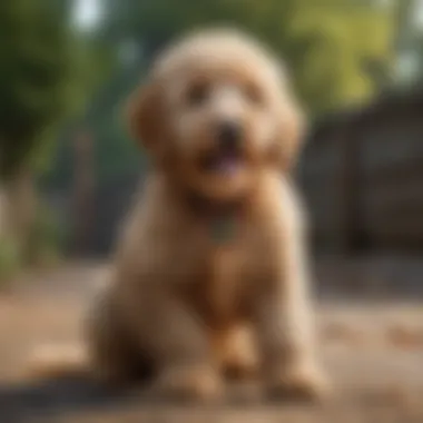 Playful Young Goldendoodle Young Goldendoodle in a playful pose
