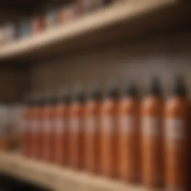 Diverse Roach Spray Options A well-organized selection of various roach spray products on a shelf