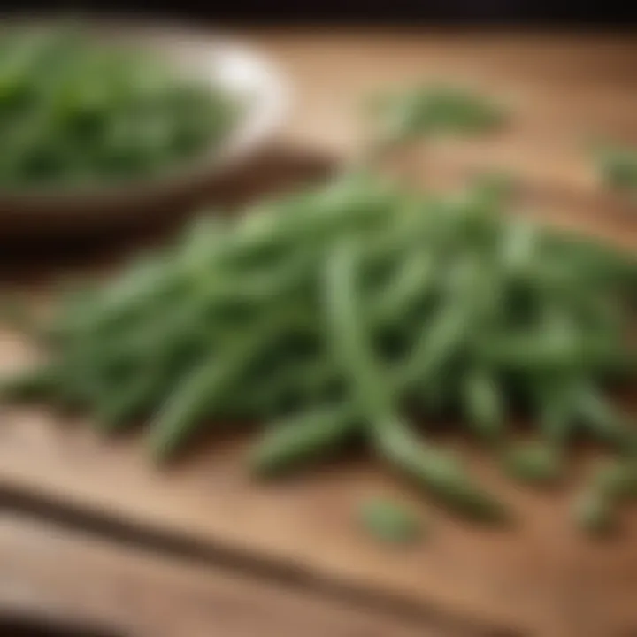 Chopped green beans, a safe snack for dogs.