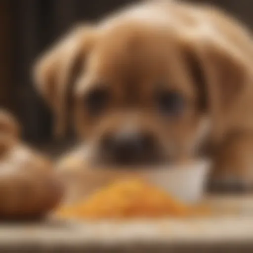 Large breed puppy enjoying a nutritious meal