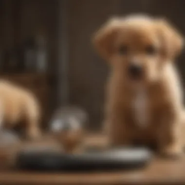 Large breed puppy being weighed for health monitoring