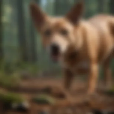 Dog looking satisfied after finding something